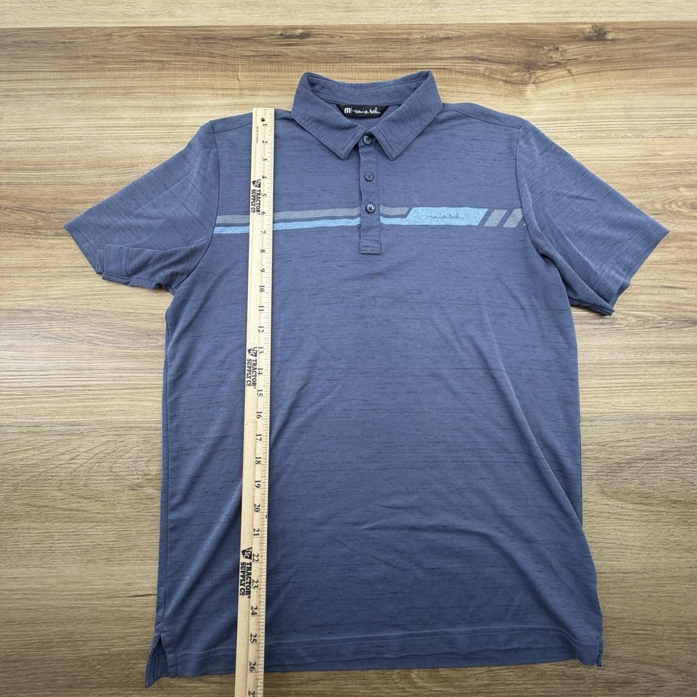Travis Mathew Mens M Blue Chest Stripe Performance Stretch Polo Short Sleeve - Picture 8 of 8